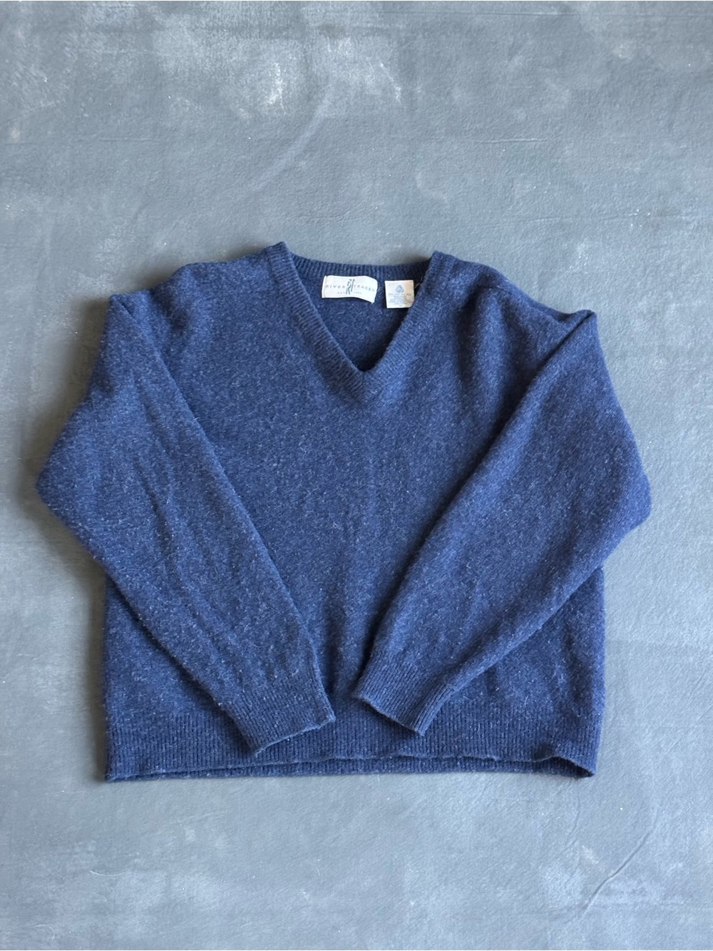 Relaxed V-Neck Sweater - Navy -